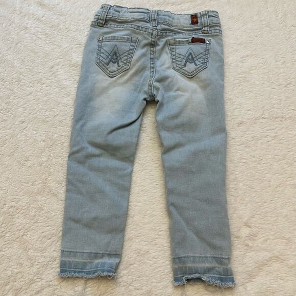 7FAMK Ankle Skinny Jeans sz 5 adjustable waist tabs light wash jeans - Picture 4 of 10